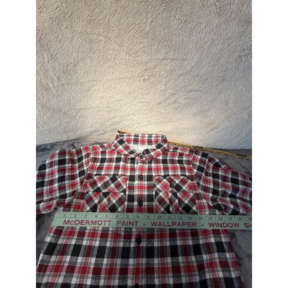 Gymboree Boys Fleece Lined Red Grey Black Checkered Flannel Shirt Size M 7‎ / 8